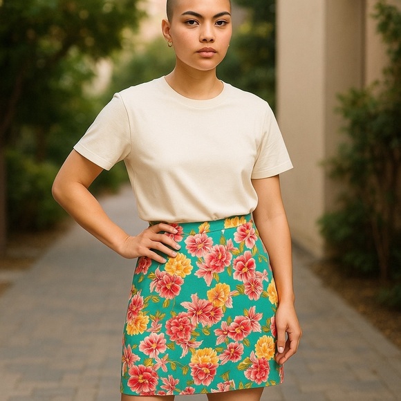 Jones New York Floral Mini Skirt with Bold Colors Sz 10 Euc, 016 - Picture 2 of 3